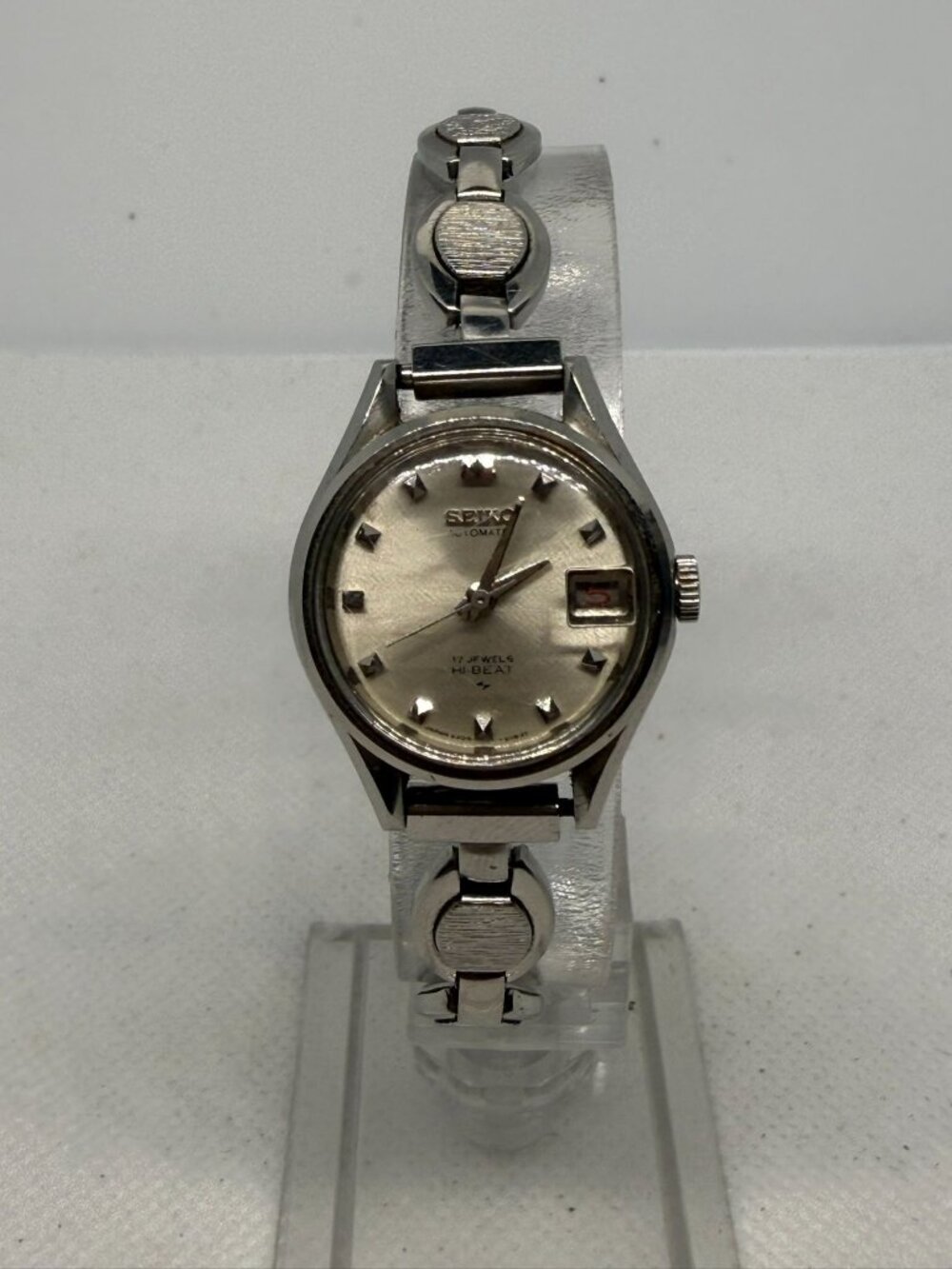 Vintage Seiko Hi-Beat 2205-0259 Women's 23mm Auto 17J SS Bracelet Japan Watch